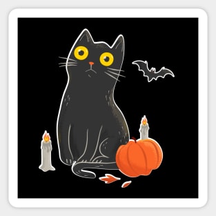 Intense Gaze Black Cat in Halloween Sticker